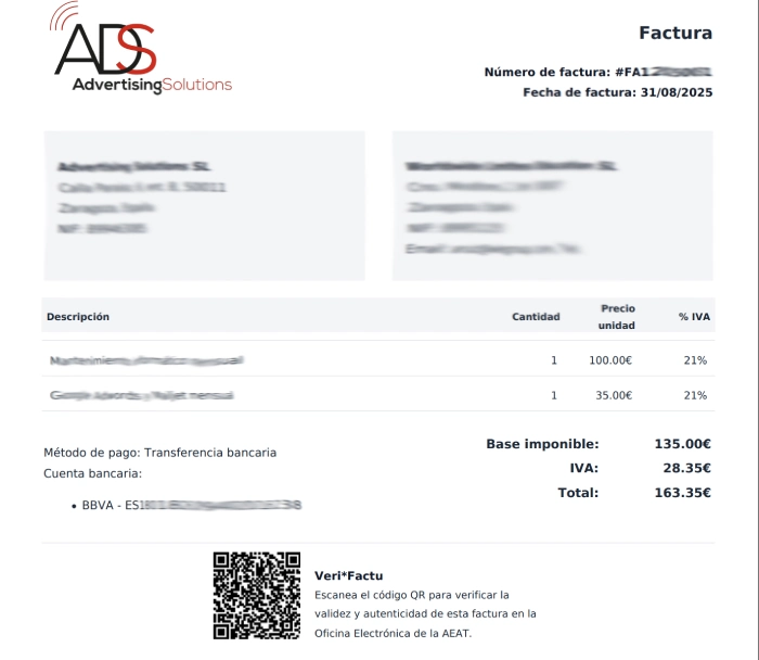 Ejemplo de Factura Verificable